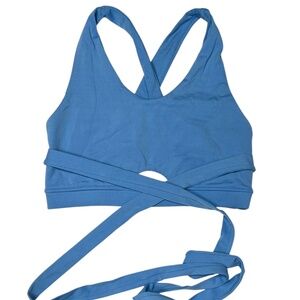 Gymshark Wrap Tie-Back Sports Bra – Ocean Blue – Size Small
